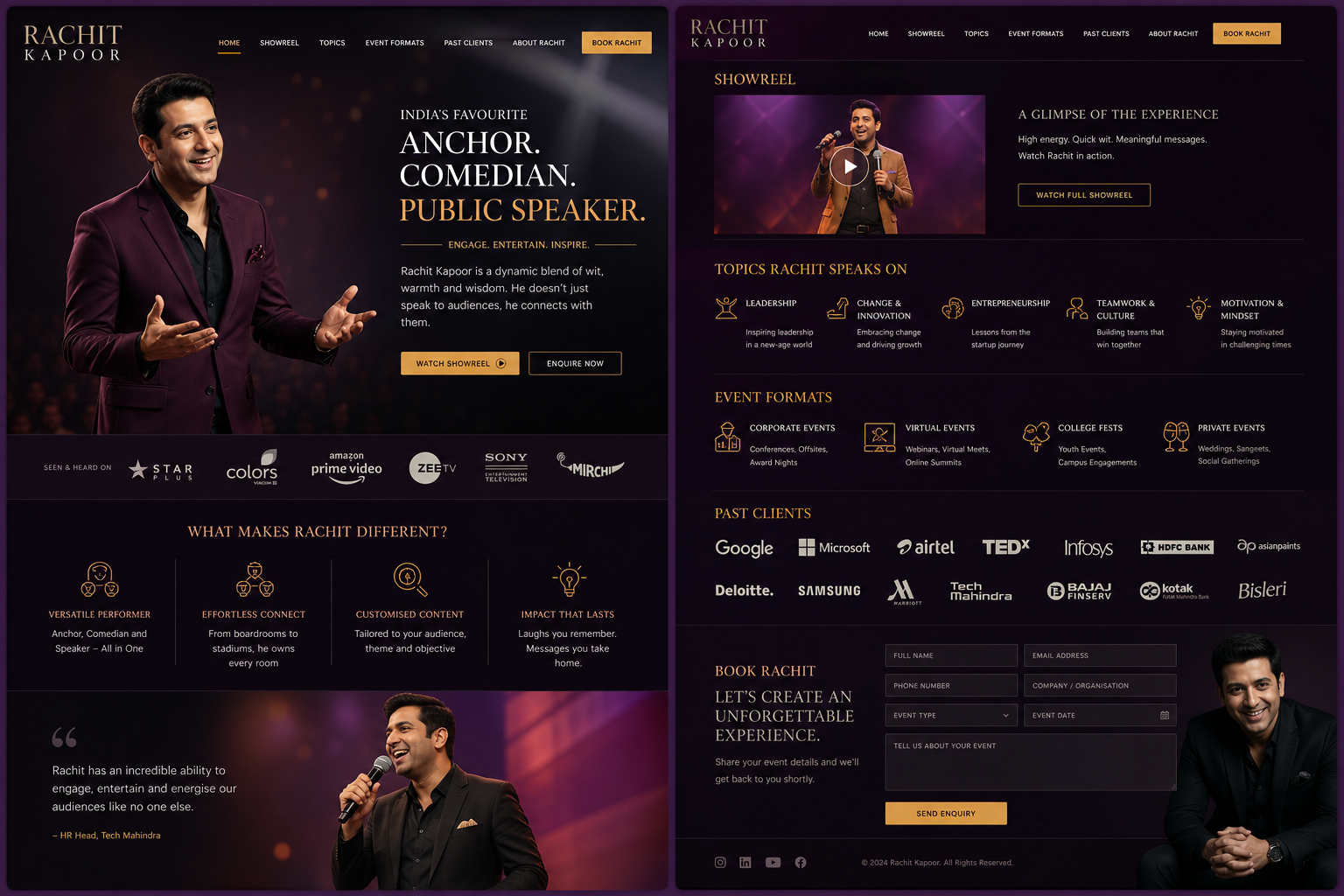 Home and detail page website concept for Anchor / Performer