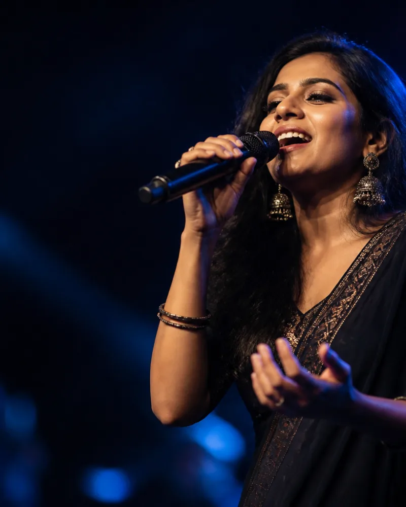 Indian singer performing live on stage