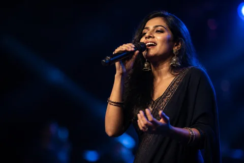 Indian singer performing live on stage