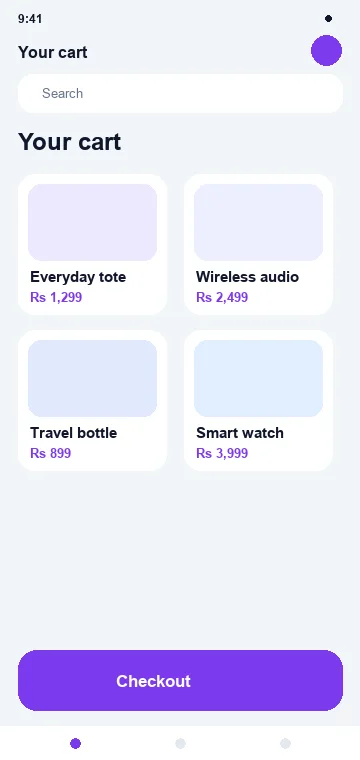 Cart mobile app interface