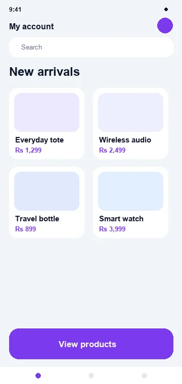 My Account mobile app interface