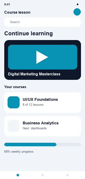 Course Player mobile app interface