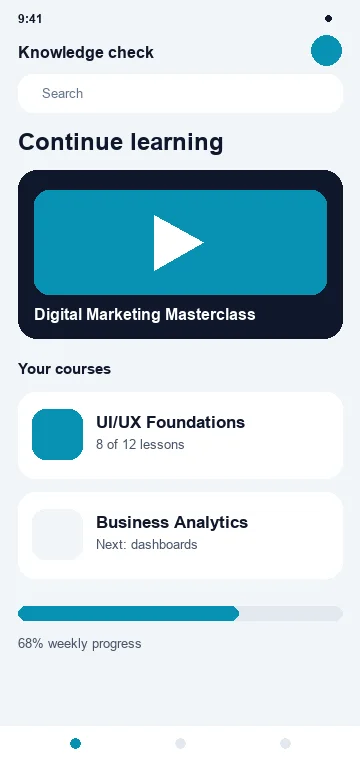 Quiz mobile app interface