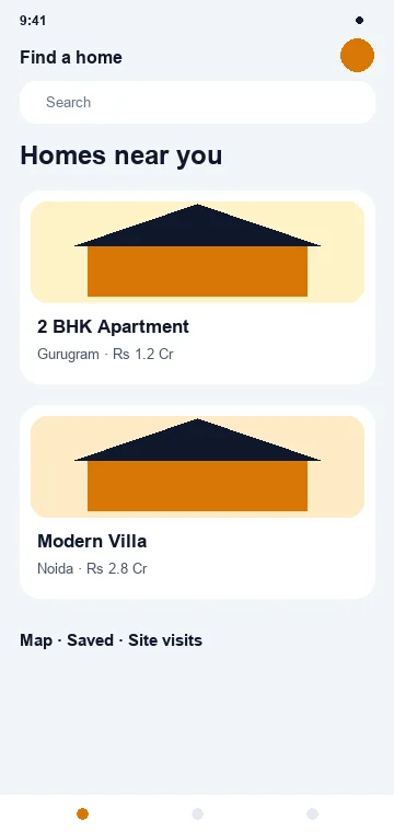 Search mobile app interface