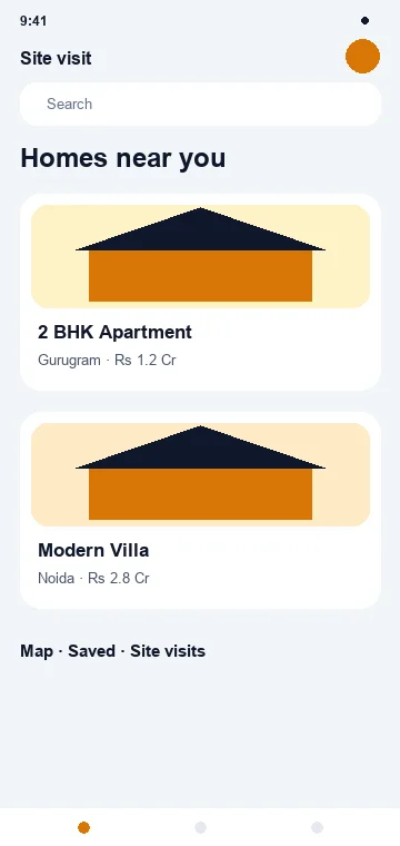 Map & Site Visit mobile app interface