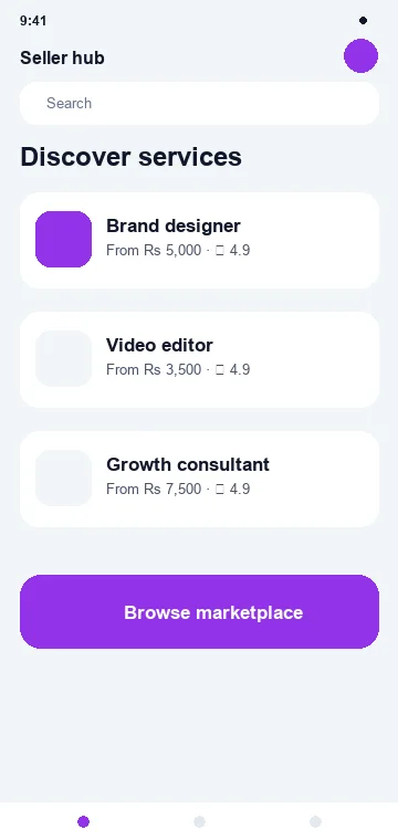 Seller mobile app interface