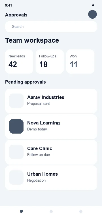 Approvals mobile app interface