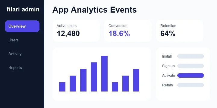 Events mobile app interface