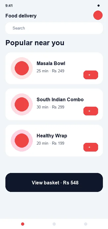 Delivery App mobile app interface
