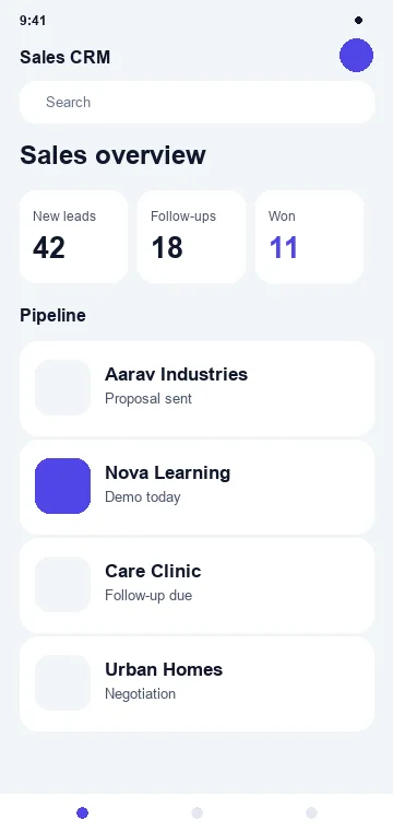 Crm App mobile app interface