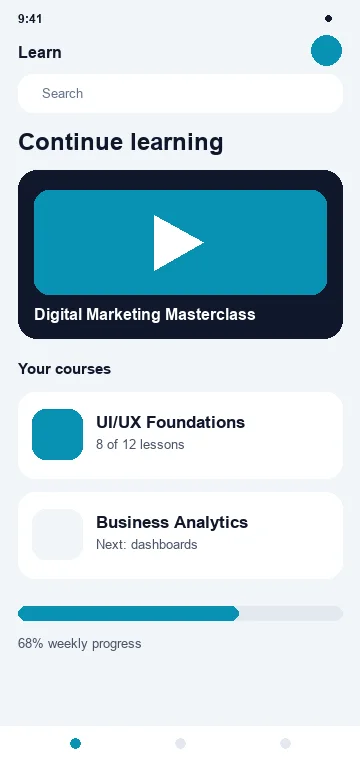 Lms App mobile app interface