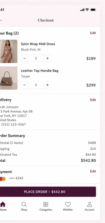 Cart mobile app interface