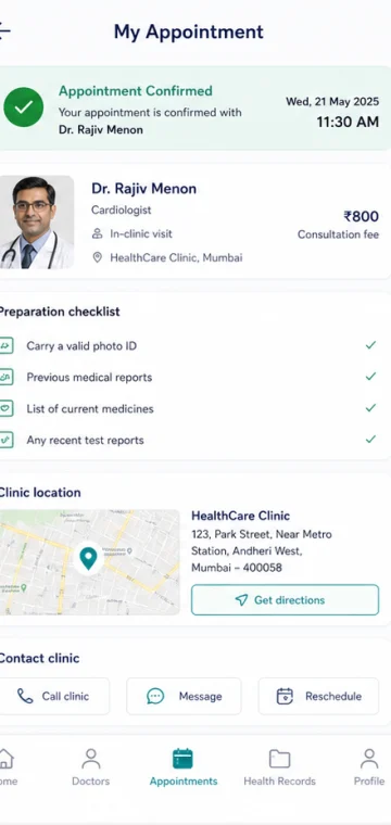 Visit mobile app interface