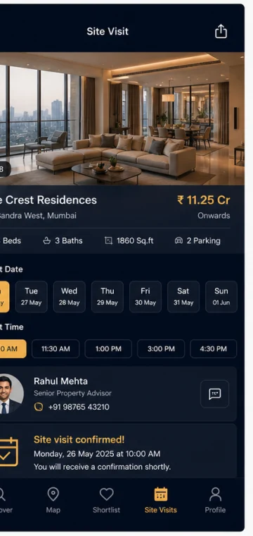 Visit mobile app interface