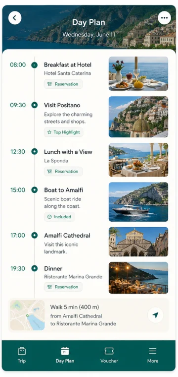 Day Plan mobile app interface