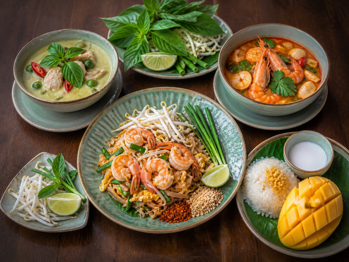 Selection of authentic Thai dishes