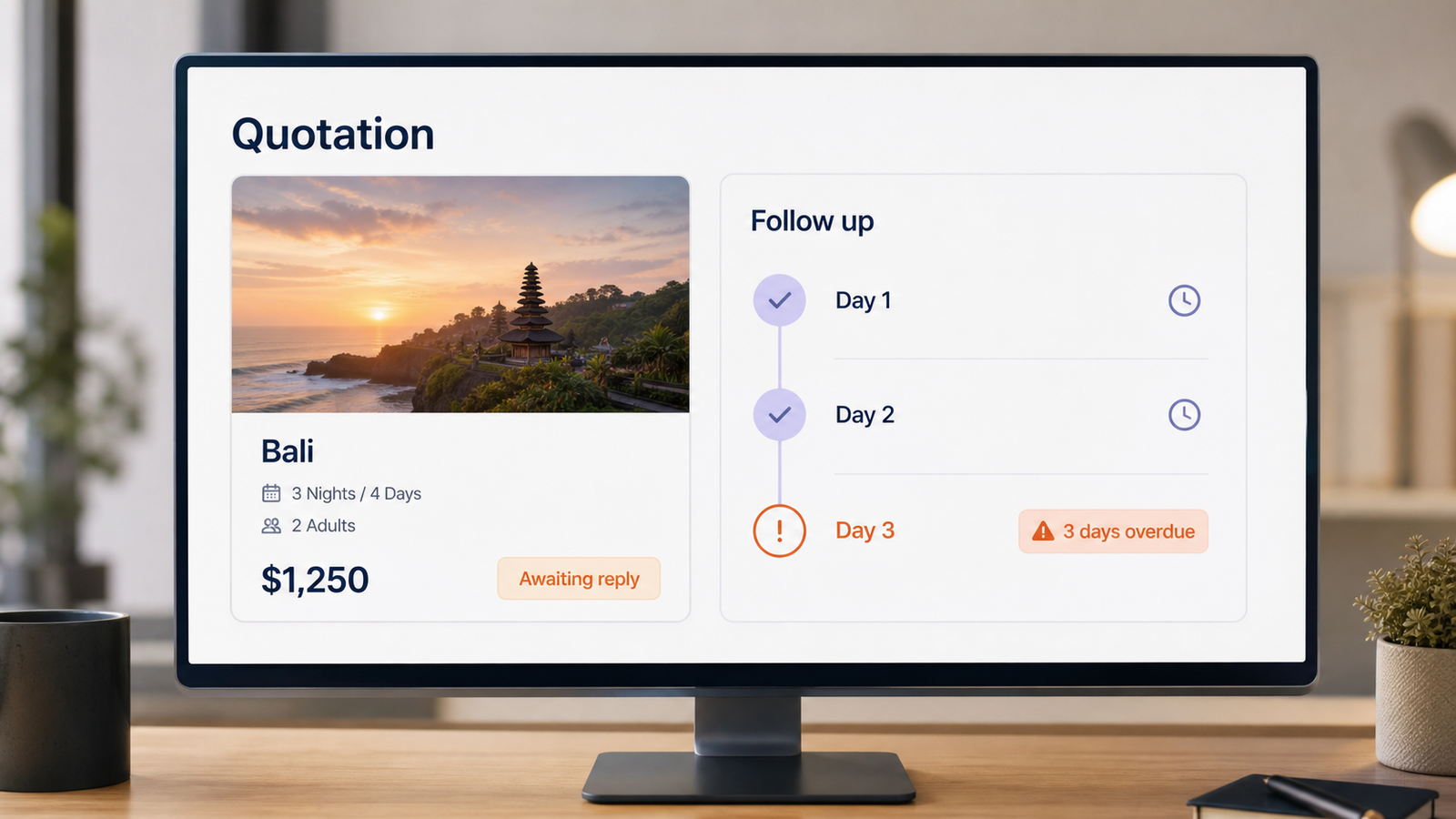 Travel quotation waiting for an overdue follow-up