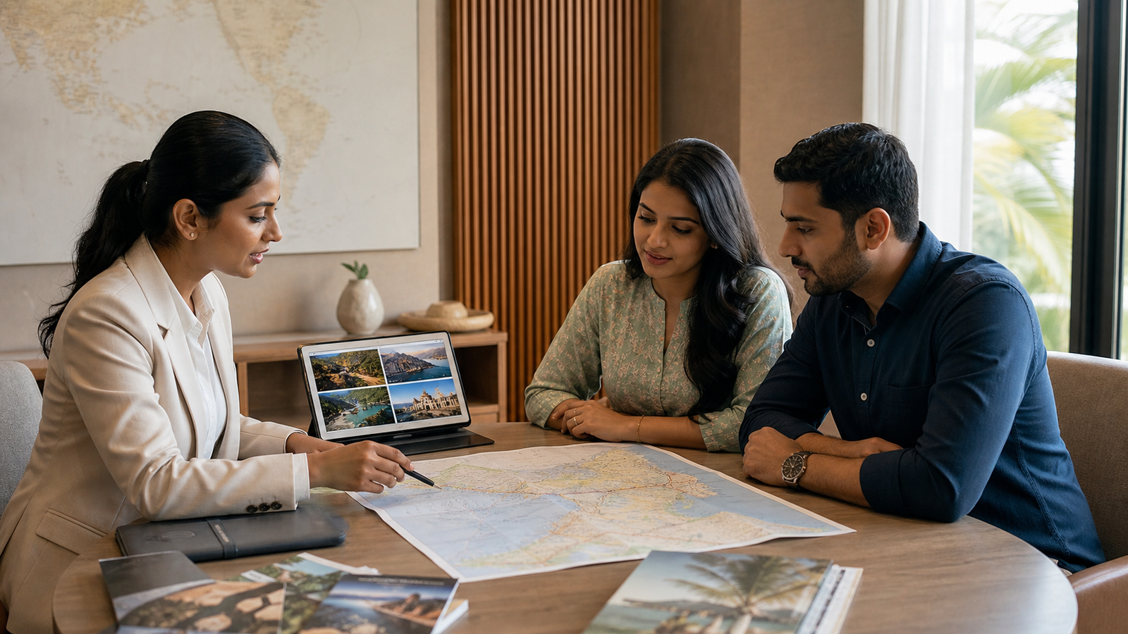 Couple planning a personalised journey with a travel advisor