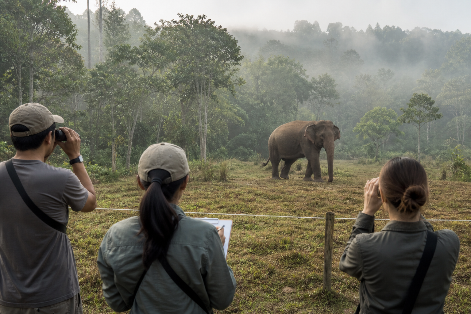 Ethical elephant observation and conservation research in Thailand