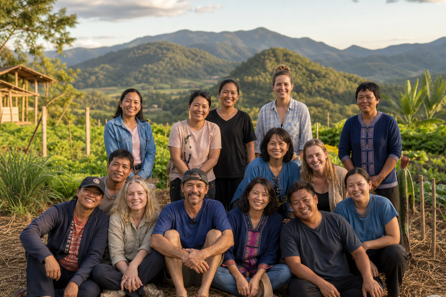 Adult volunteers and local project colleagues together at the end of the program