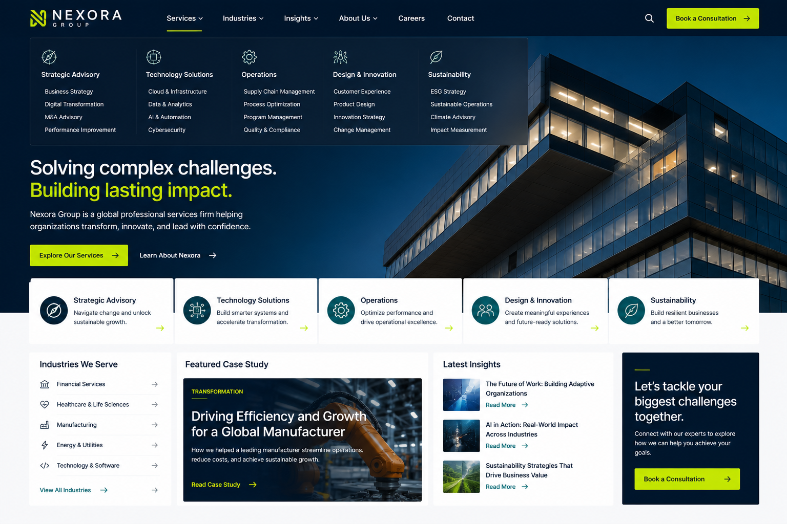 Multi-service professional company website homepage