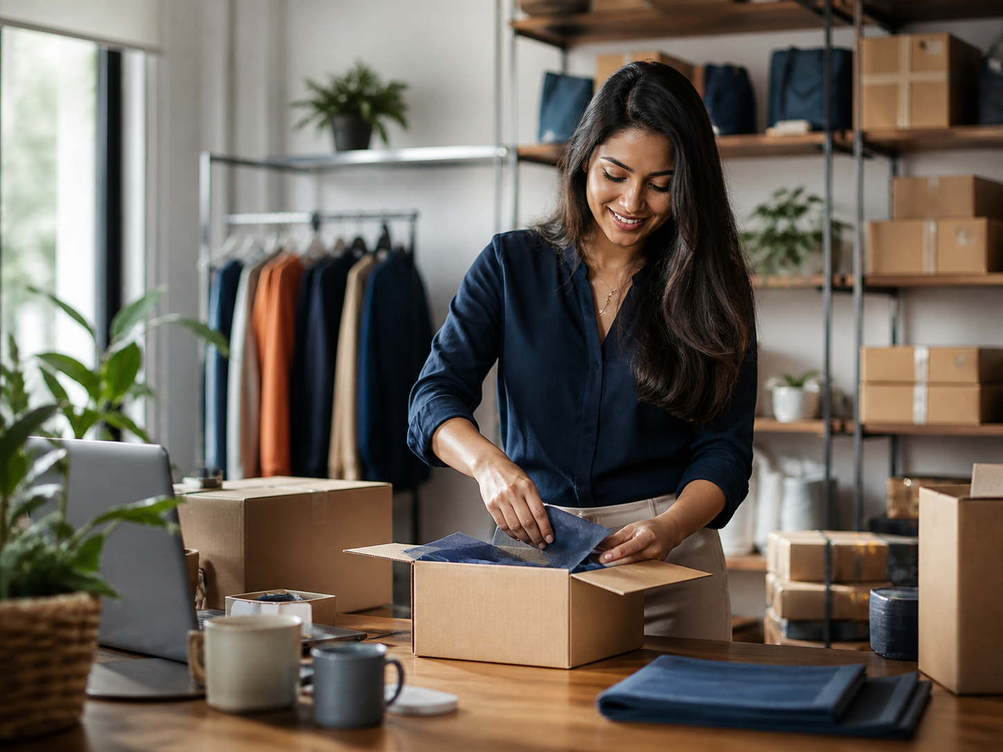 Indian D2C retail founder packing premium online orders